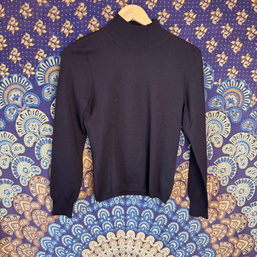 Silk dark purple turtleneck sweater